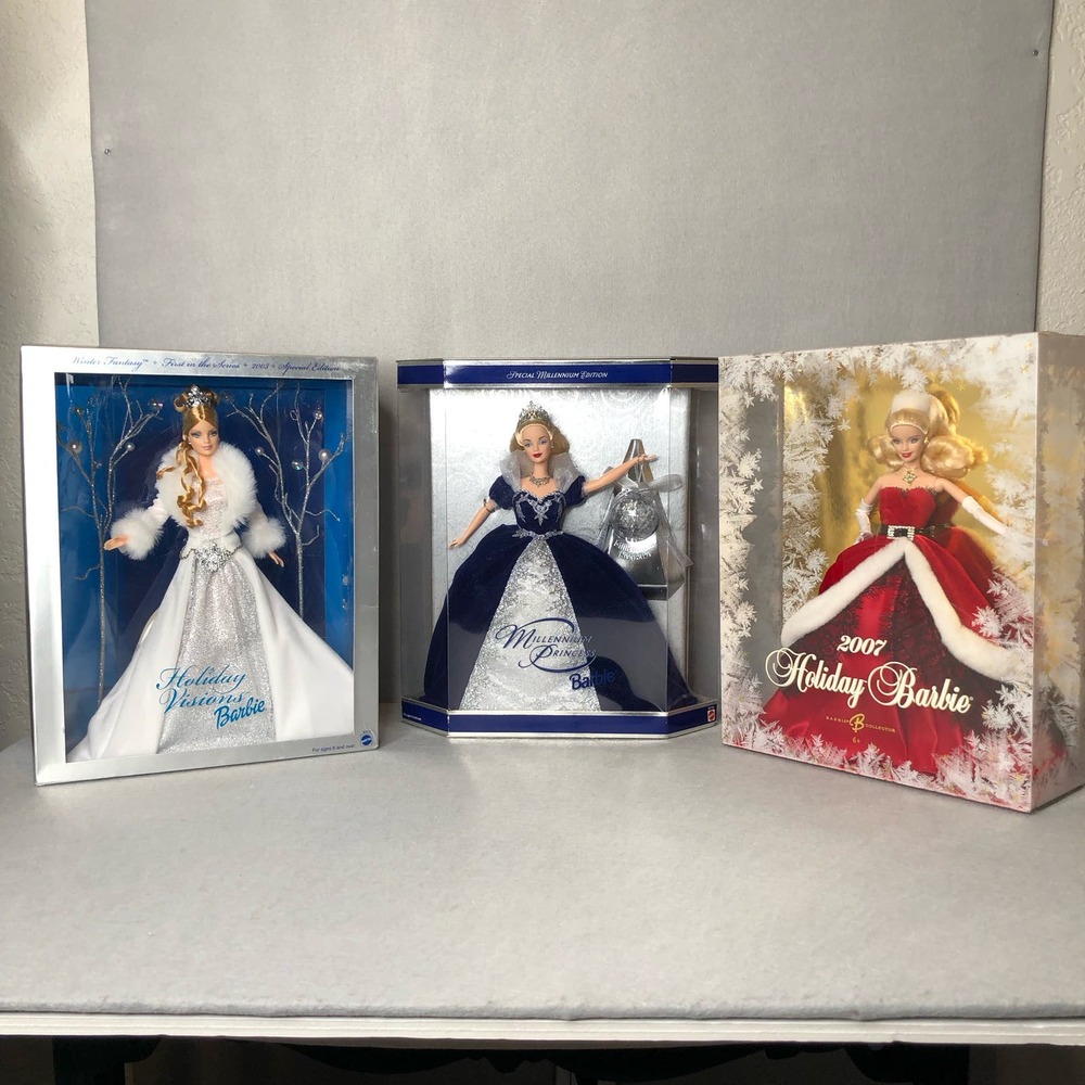 Mattel Bundle of 3‎ Collector Barbies 2003/2000 Special Edition 2007 Holiday